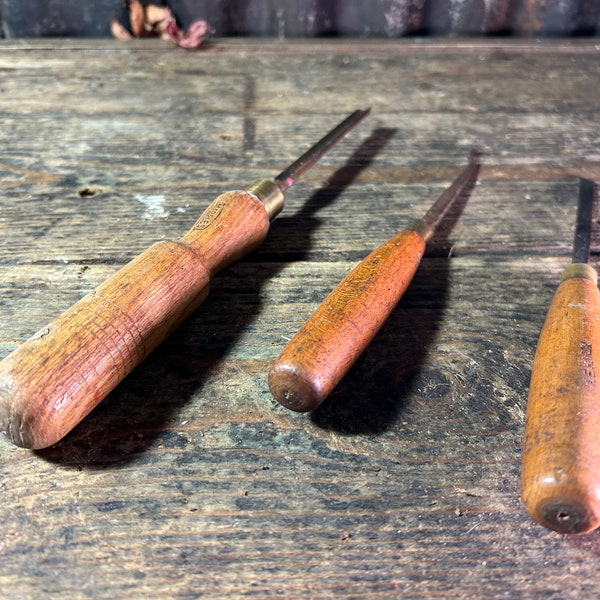 Vintage X3 Marples / WOOD CARVING TOOLS / Chisels Vintage Tools Wood Sculpting Cabinet Maker Woodworking Gifts Wood Turning Tool Collector