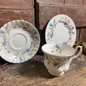 Royal Albert / BRIGADOON TRIO / Teacup Vintage English China Chintzy Floral China Vintage China English Vintage Dinnerware