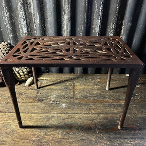 Antique English Victorian Steel / TRIVET KETTLE POT / Stand Plant Pot Stand Kitchen Pot Stand Gifts Vintage Kitchen Potting Shed Decor