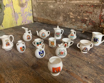 Antique English / CRESTED WARE CHINA / Vintage China Commemorative Ware English Towns Fine China Miniature China Jugs Bowls Pots