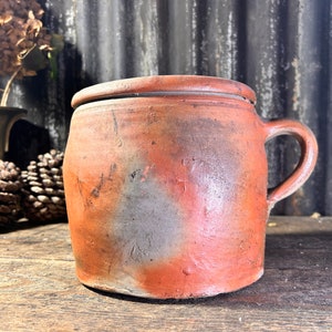 French 19th Century Country / CONFIT RILLETTE POT / French Vintage Hand Thrown Pottery Rustic Country Interiors Farmhouse Kitchen Decor