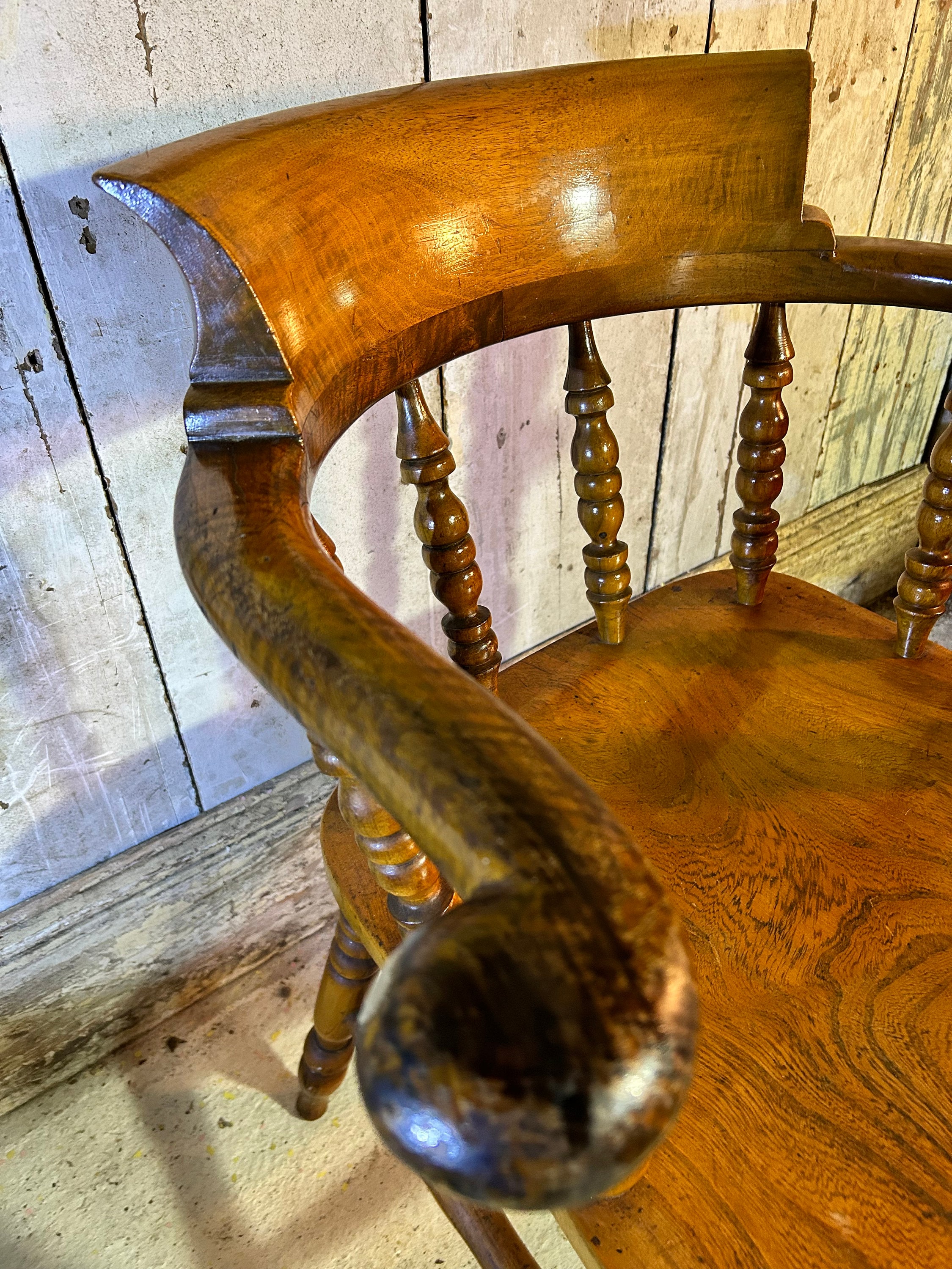 Stunning Antique 19th Century English / SMOKERS BOW CHAIR