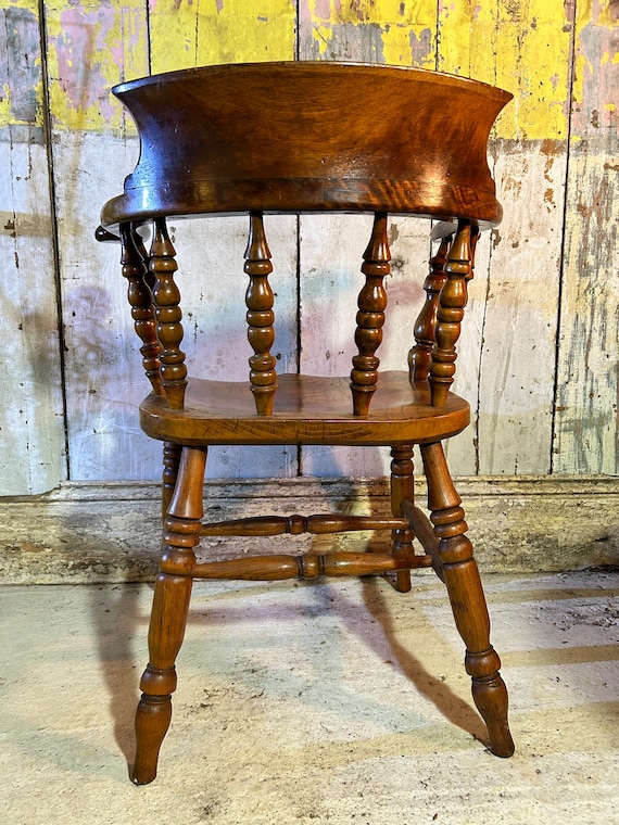 Stunning Antique 19th Century English / SMOKERS BOW CHAIR