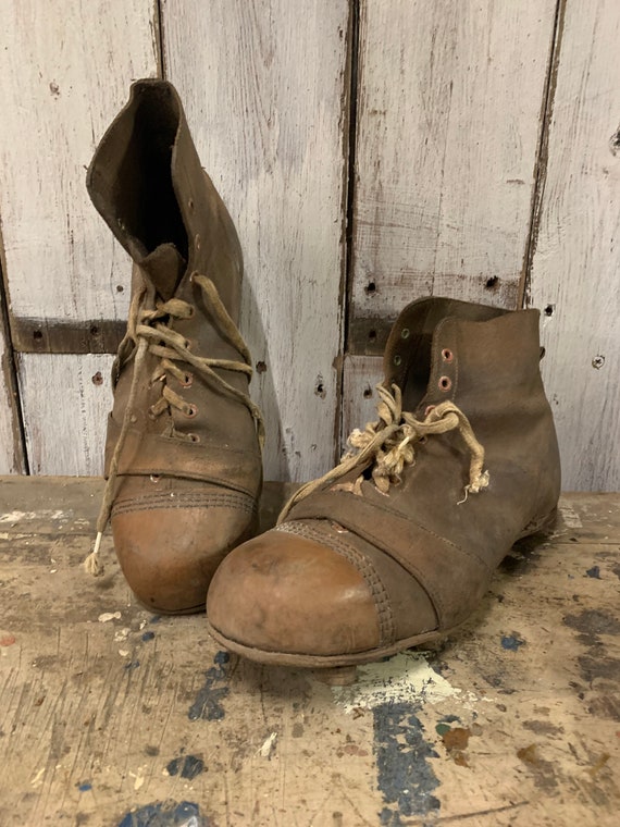 Antique 1920s Soccer Football Rugby Cleats Boots