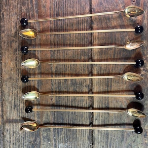 Beautiful Boxed 1950s / LONG COFFEE SPOONS / Vintage Retro Dinner Party Mcm Flatware Vintage Kitchen Decor Coffee Lover Gifts Barista Spoons