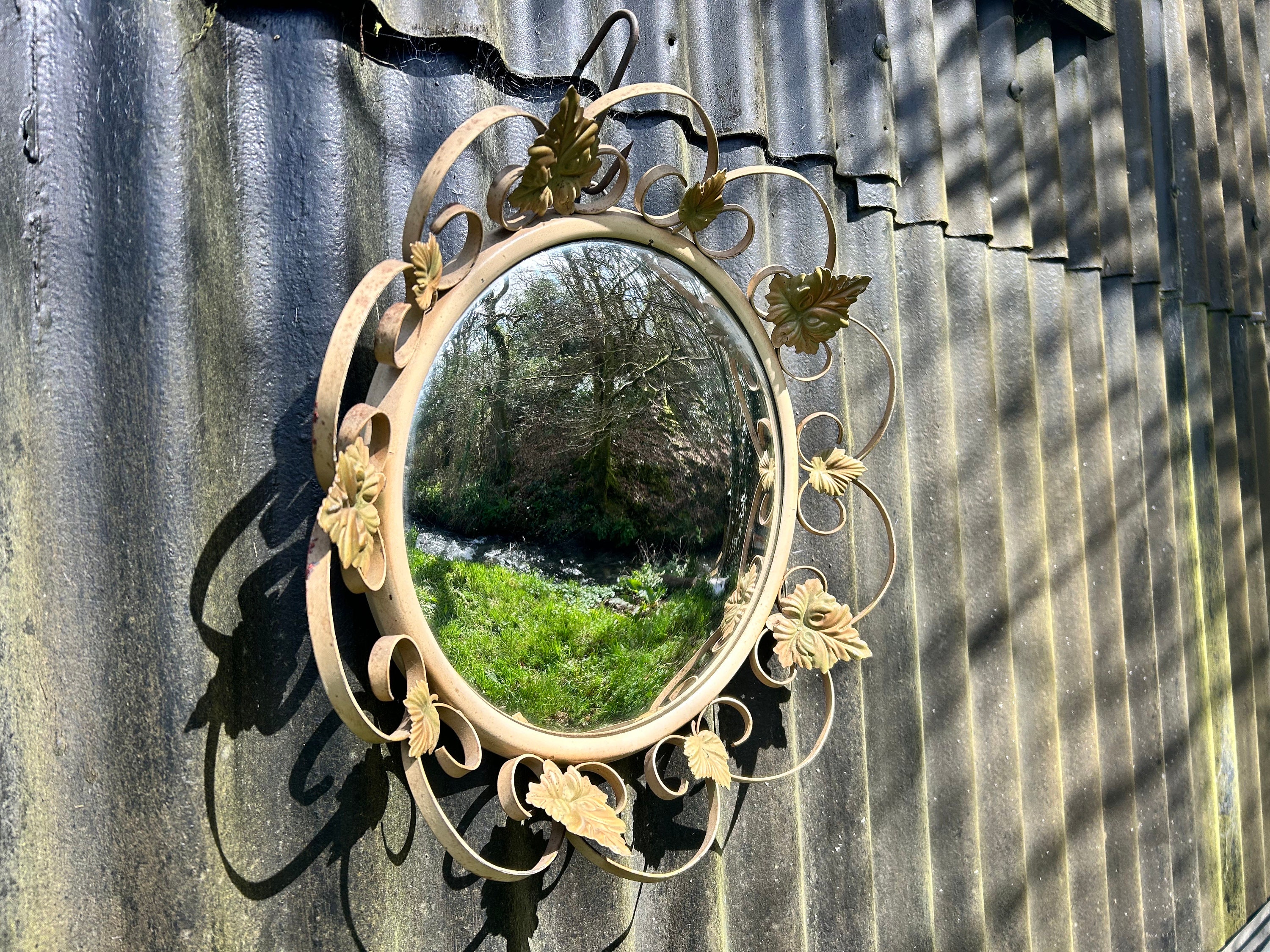 Original / 1950s CONVEX MIRROR / Vintage Mirror Wall Mcm Mirror