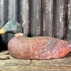 Life Size Wooden 1920s / HUNTING DUCK DECOY / Original Paint Working Bird Decoy Old Paint Cabin Lake House Decor Country Interiors Folk Art