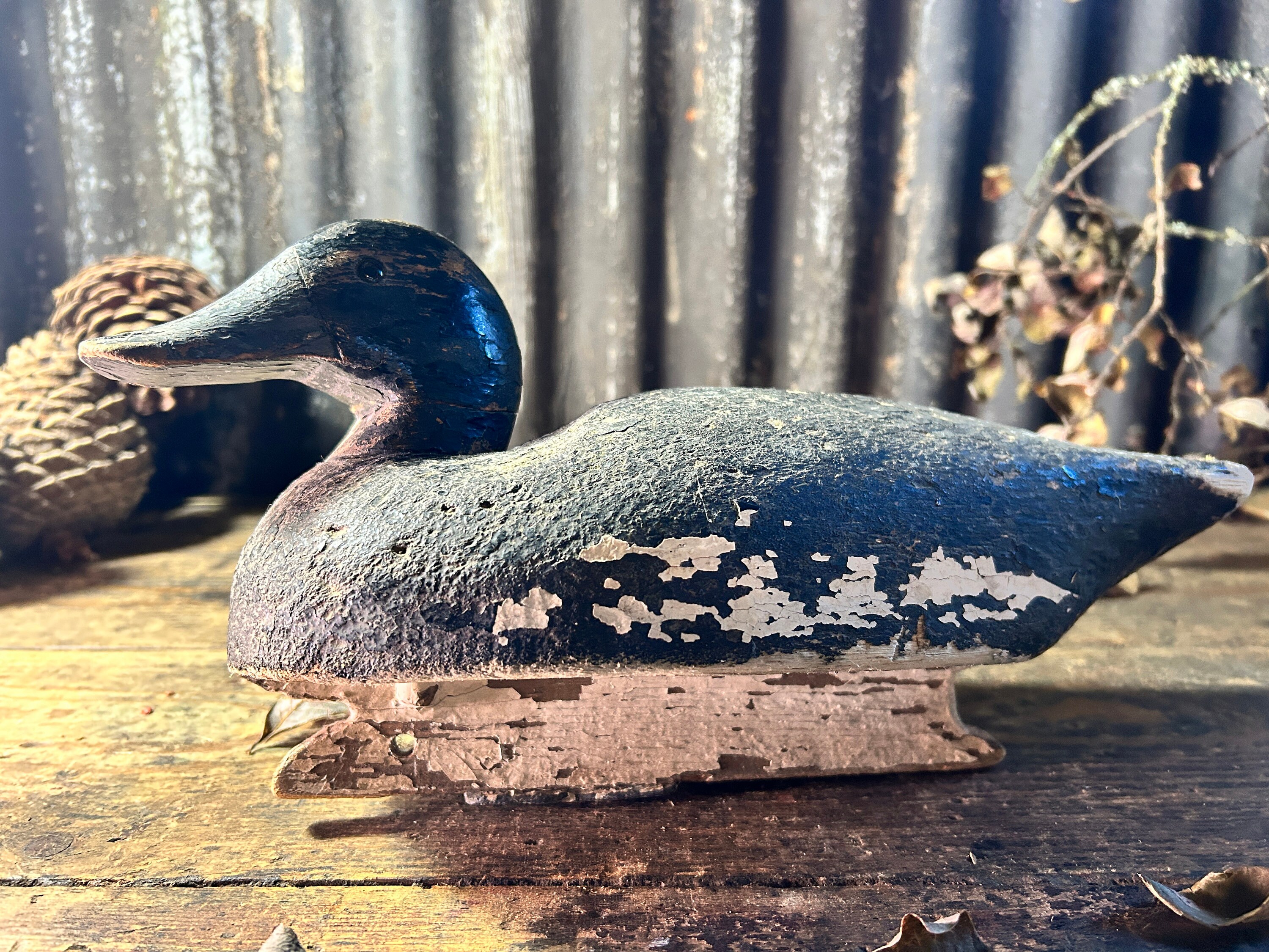実物大木製 1910年頃 / 狩猟用カモのデコイ / オリジナル塗装 実用鳥