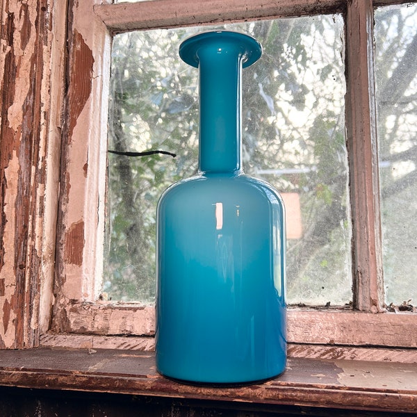 Original Gulvvase by Otto Brauer for Holmegaard / 1960s Danish Modern Art Glass Vase Mcm Glass Scandinavian Studio Glass Midcentury Vase