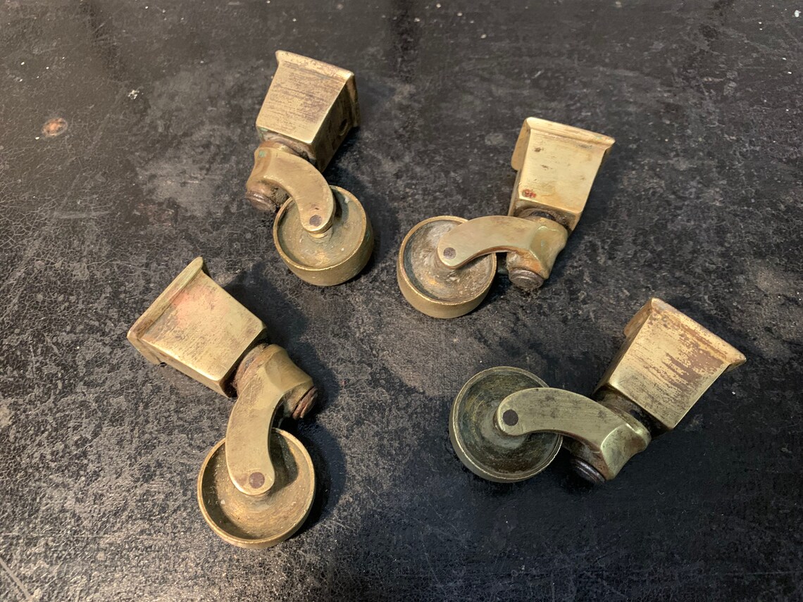 Antique Victorian / BRASS CASTORS / Castors Square Cup Fitting Etsy