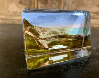 Antikes Glas Briefbeschwerer / FOLKESTONE WARREN / Teestube Haus Büro Dekor Englische Geschichte Kent Geschenke Dekor Souvenir Glas Geschenke