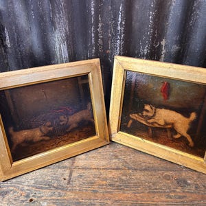 Wonderful 19th Century Antique English School / TERRIER PAINTINGS / Terrier Dog Decorative Interiors Dog Gifts Dog Portrait Dog Picture