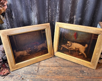 Magníficas pinturas antiguas de la escuela inglesa del siglo XIX / Pinturas de terriers / Decoración de interiores con perros terrier / Regalos para amantes de los perros / Retrato de perro / Imagen de perro