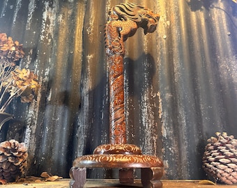 Antique Hand Carved Hardwood Oriental Dragon Table Lamp 1920's - Etsy