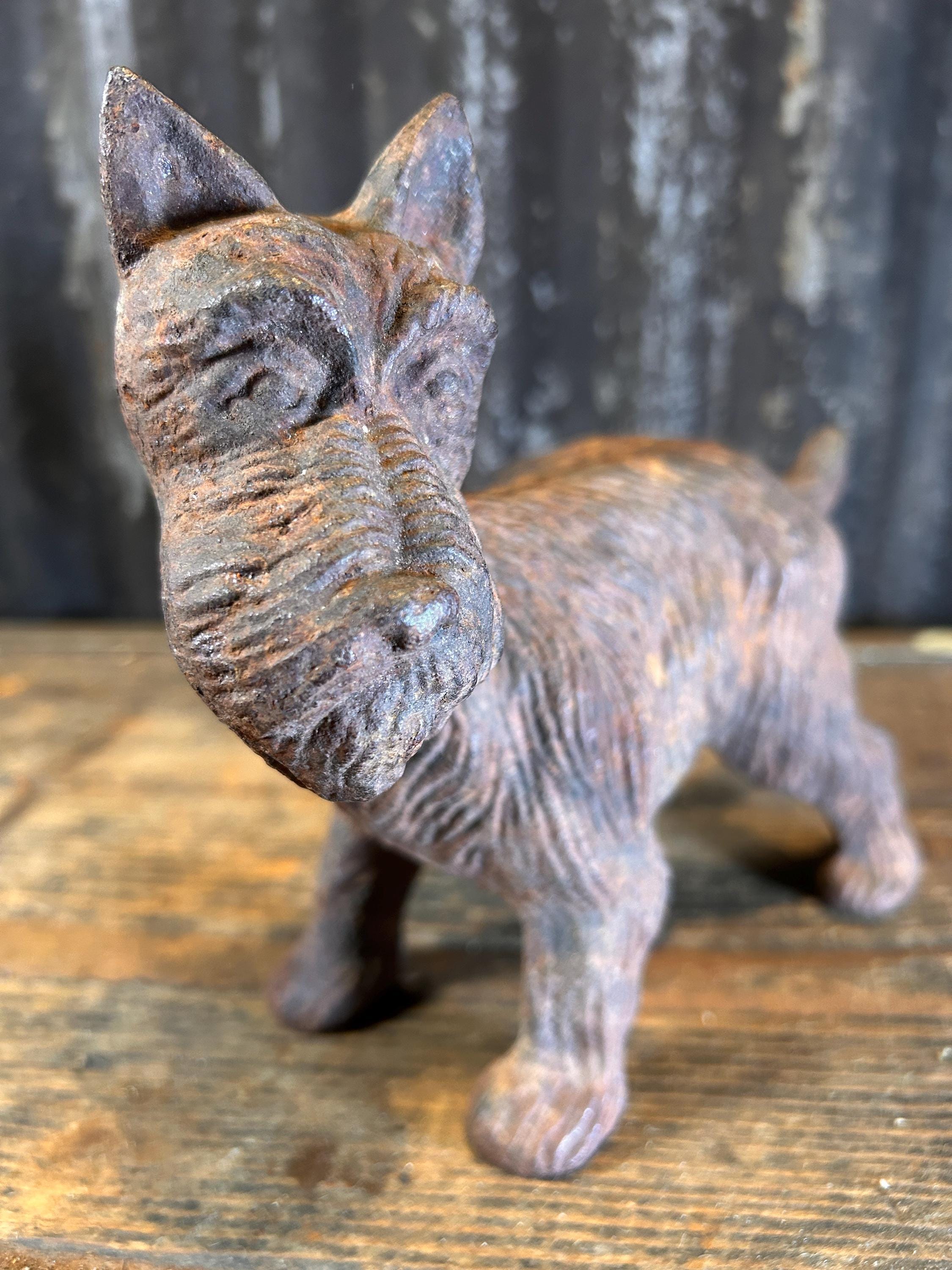 Vintage Collectable Cast Iron Scottie Dog / DOOR STOP / Cocking