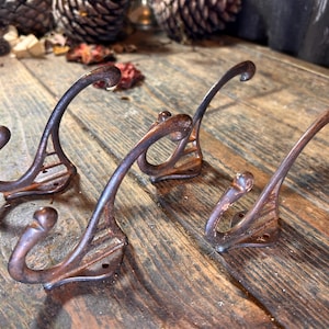 Quality Period Hooks 1930s X 4 / VINTAGE COAT HOOKS / Matching Set of Four Original English Coat Hooks Pan Hangers Kitchen Storage Vintage