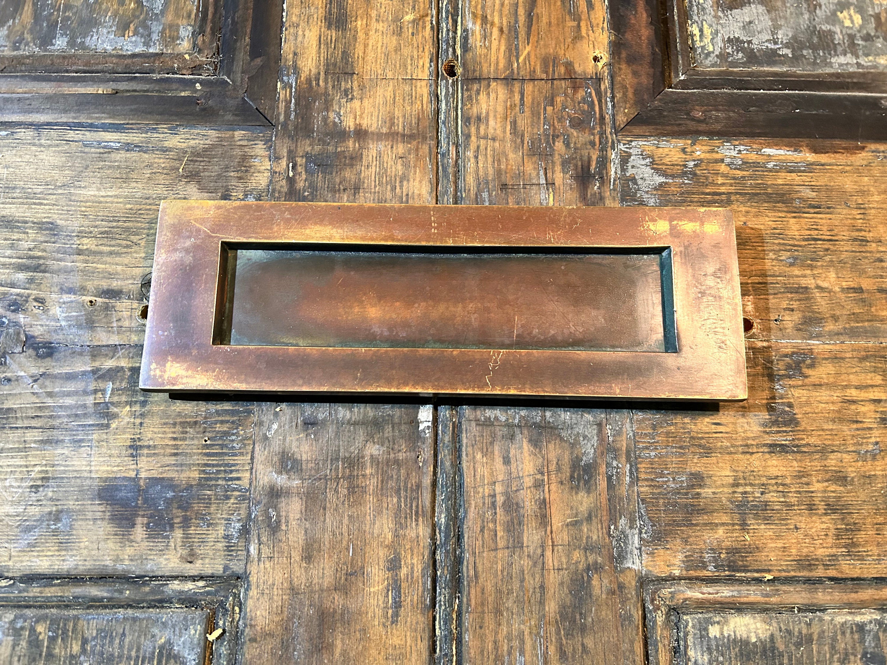 Quality Solid Bronze / Brass / ANTIQUE LETTERBOX / Mail Slot Vintage Door Furniture Fittings English Vintage Brass Letter Plate Letter Box