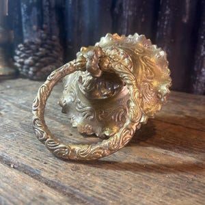 Antique Victorian Large / CENTRAL PULL HANDLE /  Door Pull Door Knob or Central Fitting Brass Hardware Box Lift Handle Ornate Pull