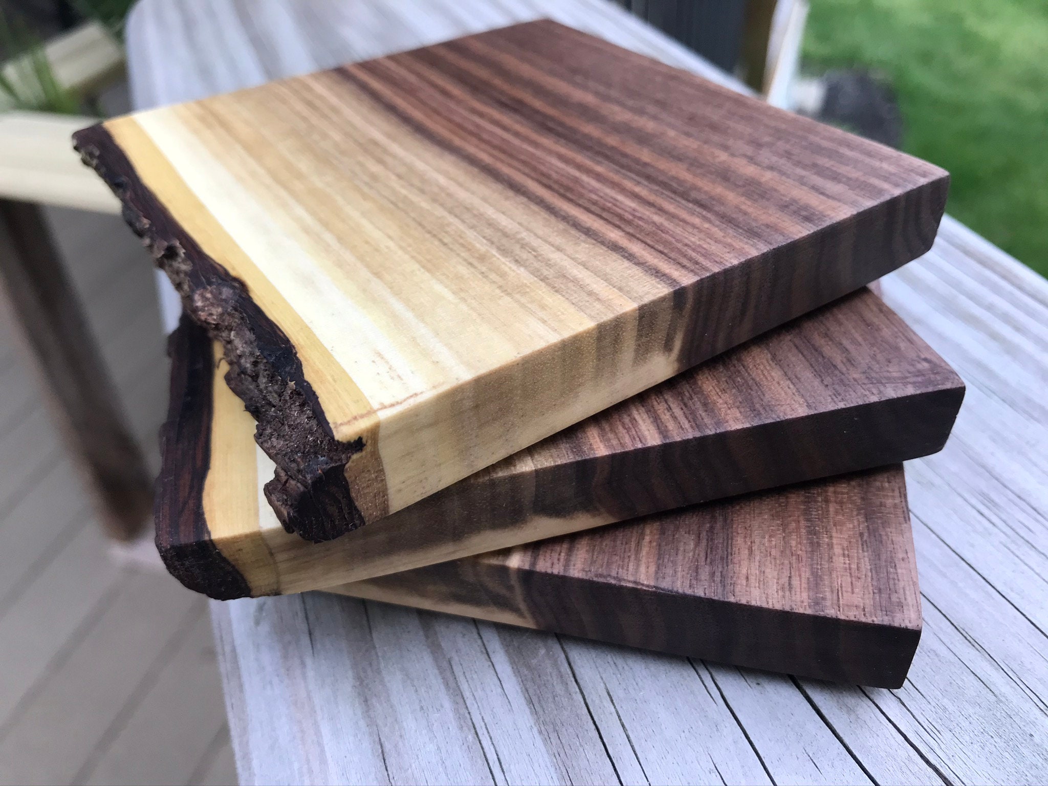 Small Live Edge Wood Coasters Set of 4 6 or 8 Live Edge Etsy New Zealand