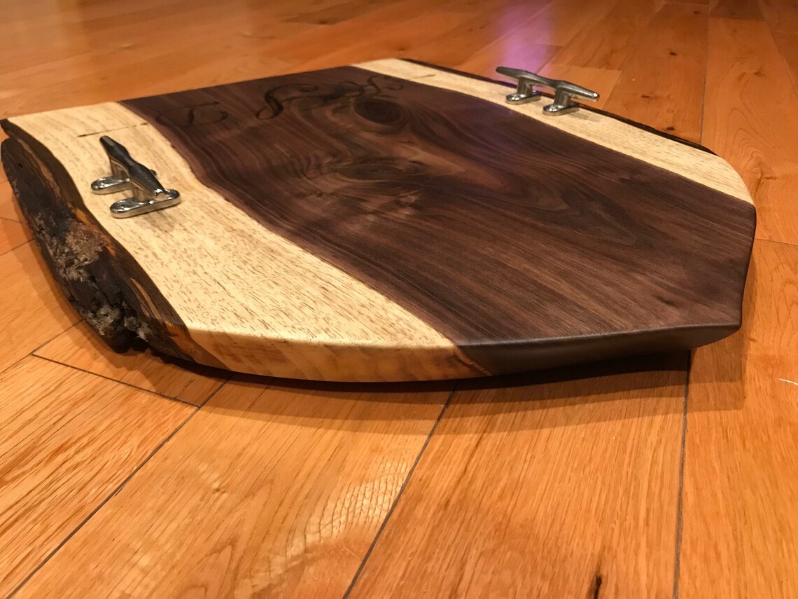 Charcuterie Board Live Edge Black Walnut Wood Charcuterie / | Etsy