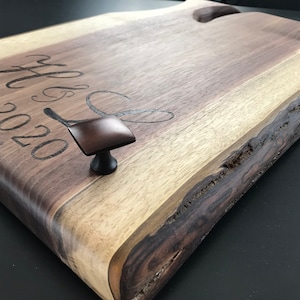 Small Customizable Charcuterie Board - Live Edge Black Walnut Wood Cheese Board (Custom, made-to-order. FREE personalization available)