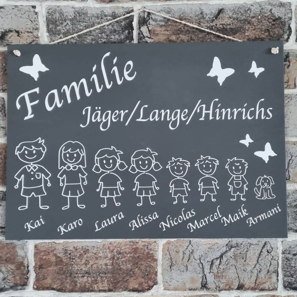 Personalisiertes Türschild, Türschild Familie, Geschenk zum Einzug, Namensschild Haustür, Türschild Schiefer