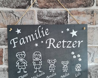 Personalisiertes Türschild, Türschild Familie, Geschenk zum Einzug, Namensschild Haustür, Türschild Schieferoptik
