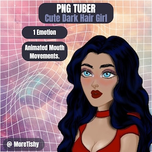 PNGTuber | Cute Dark Hair Girl | Premade PNG Tuber, Girl PNG Tuber Model, Reactive .png, Twitch PNGTuber, Stream PNG Tuber Ready To Use