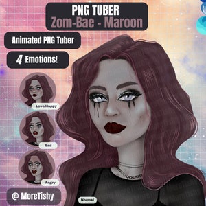 pngTuber | Zom-Bae - kastanjebruin | Premade png-knol, meisjesmodel PNGTuber, mens PNGTuber, zombie PNGTuber, gotisch pngTuber, Halloween PNGTuber
