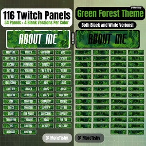 116 Twitch Panel Pack  |  Green Forest Theme | Twitch Assets | Green Forest Stream Panels | Jungle Stream Panels | Instant Download