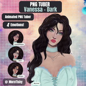 PNGTuber | Vanessa - Dark | Premade PNG Tuber, Girl PNG Tuber Model, Human PNGTuber, Twitch PNGTuber, Stream PNG Tuber Ready To Use