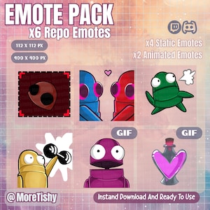 REPO x6 Emote Pack | Twitch Emotes, Repo Emotes, R.E.P.O Game Emotes, Repo Animated Twitch Emotes | Ready To Use