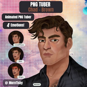 PNGTuber | Chad - Brown | Premade PNG Tuber, Male PNG Tuber Model, Human PNGTuber, Twitch PNGTuber, Stream PNG Tuber Ready To Use