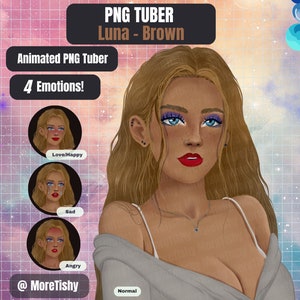 PNGTuber | Luna - Brown | Premade PNG Tuber, Girl PNG Tuber Model, Human PNGTuber, Twitch PNGTuber, Stream PNG Tuber Ready To Use