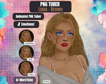 PNGTuber | Luna - Brown | Premade PNG Tuber, Girl PNG Tuber Model, Human PNGTuber, Twitch PNGTuber, Stream PNG Tuber Ready To Use