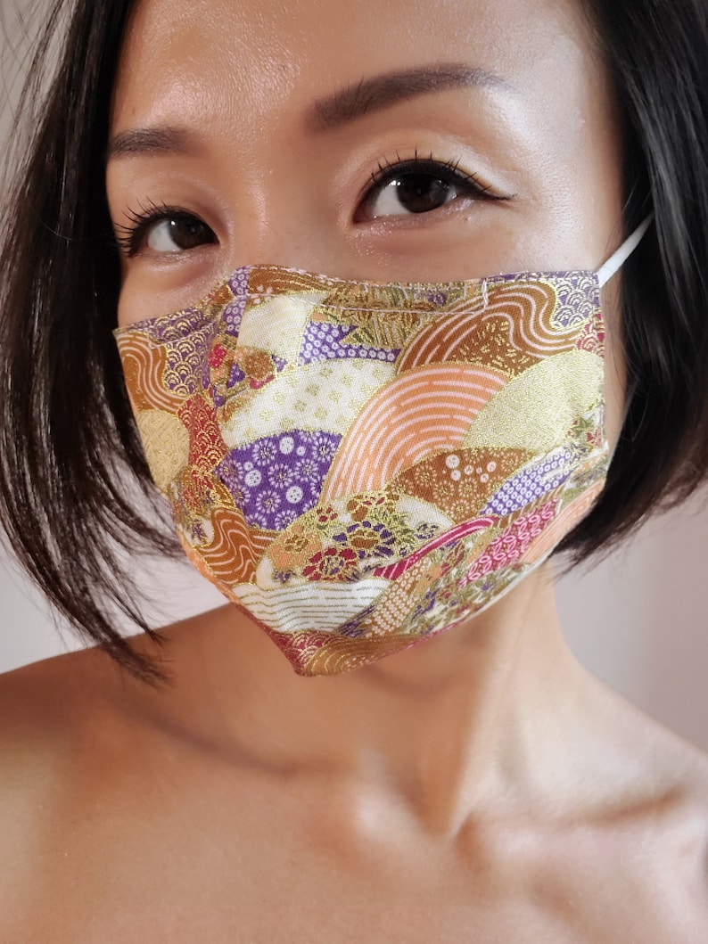 Japanese Face Mask Kimono Face Mask Vintage Orange Mask Etsy