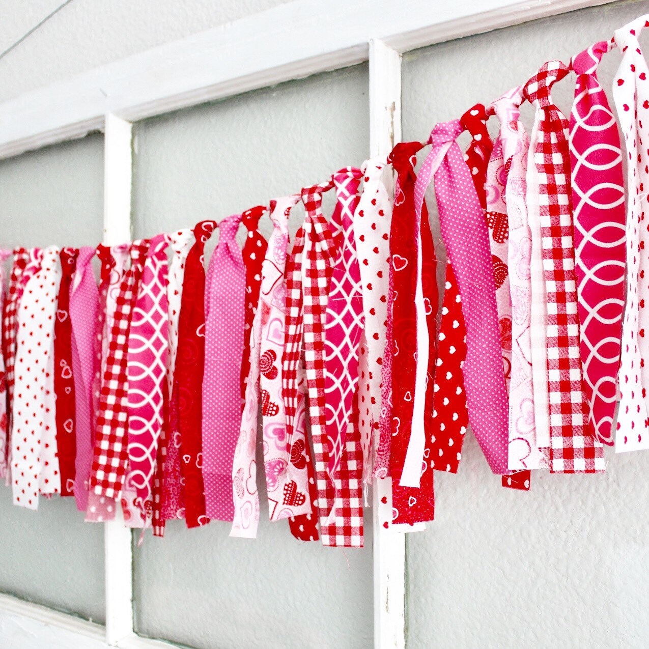 Valentine’s Day fabric garland, Valentine photo prop, valentine mante…
