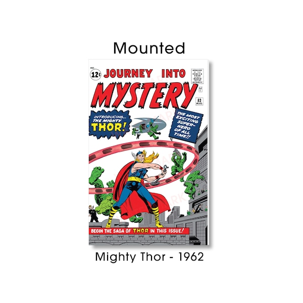 Mighty Thor Comic Mounted Poster Vintage Journey Into Mystery Thor Viking Poster First Issue Thor Comic Poster Kids Superhero Comic Poster