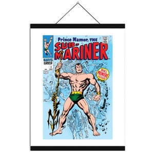 Sub-mariner Comic Canvas Sub-mariner Giclée Prince Namor Canvas Print Superhero Canvas Print Prince Namor Giclée Free Magnetic Poster Hanger