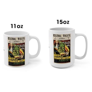 The Bride of Frankenstein 1935 Coffee Mugs 11oz and 15oz Frankenstein Tea Mugs Horror Mugs Scary Mugs Creepy Mugs Vintage Frankenstein Mugs