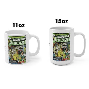 Monster of Frankenstein Comic Coffee Mug 11oz and 15oz Frankenstein Monster Gift Mug Creepy Mugs Horror Mugs Sci-fi Mugs Frankenstein Mugs