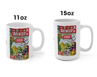 The Avengers First Comic Mugs 11oz and 15oz Vintage Avengers Mugs Comic Book Super Hero Gift Mugs Retro Avengers Mugs Custom Super Hero Mugs