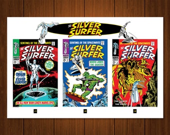 Silver Surfer Poster Superhero Poster Vintage Poster Classic Surfer Poster Gift Living Room Posters Comic Poster Custom Poster Kids Poster