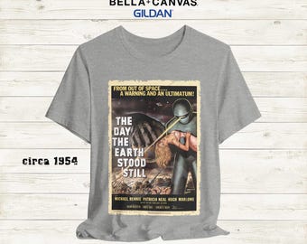 The Day The Earth Stood Still Distressed T Shirt Retro Sci-Fi T Shirt Vintage UFO T Shirt Classic UFO Alien Movie T Shirt Custom UFO T Shirt