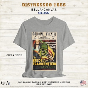 Bride of Frankenstein T Shirt Horror Movie Shirts Retro Birthday T Shirts Custom Gift Shirts Classic Horror T Shirts Scary Sci-Fi Gift Shirt