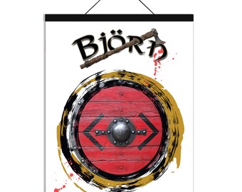 Vikings Bjorn Ironside Canvas Bjorn Prints Viking Weapons Art Viking Grunge Art Scandinavian Canvas Print Gifts Free Magnetic Poster Hanger