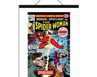 Spider Woman Canvas Spider Woman Giclée Canvas Women Superhero Canvas Spider-Woman First Appearance Wall Decor Free Magnetic Poster Hanger