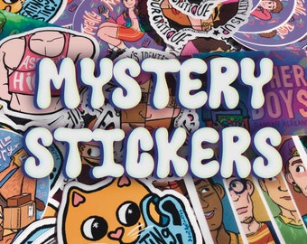3 MYSTERY Vinyl Sticker(s) | Waterproof For Laptop Water Bottle | Retro Cat 90's Shiny Holographic Stickers
