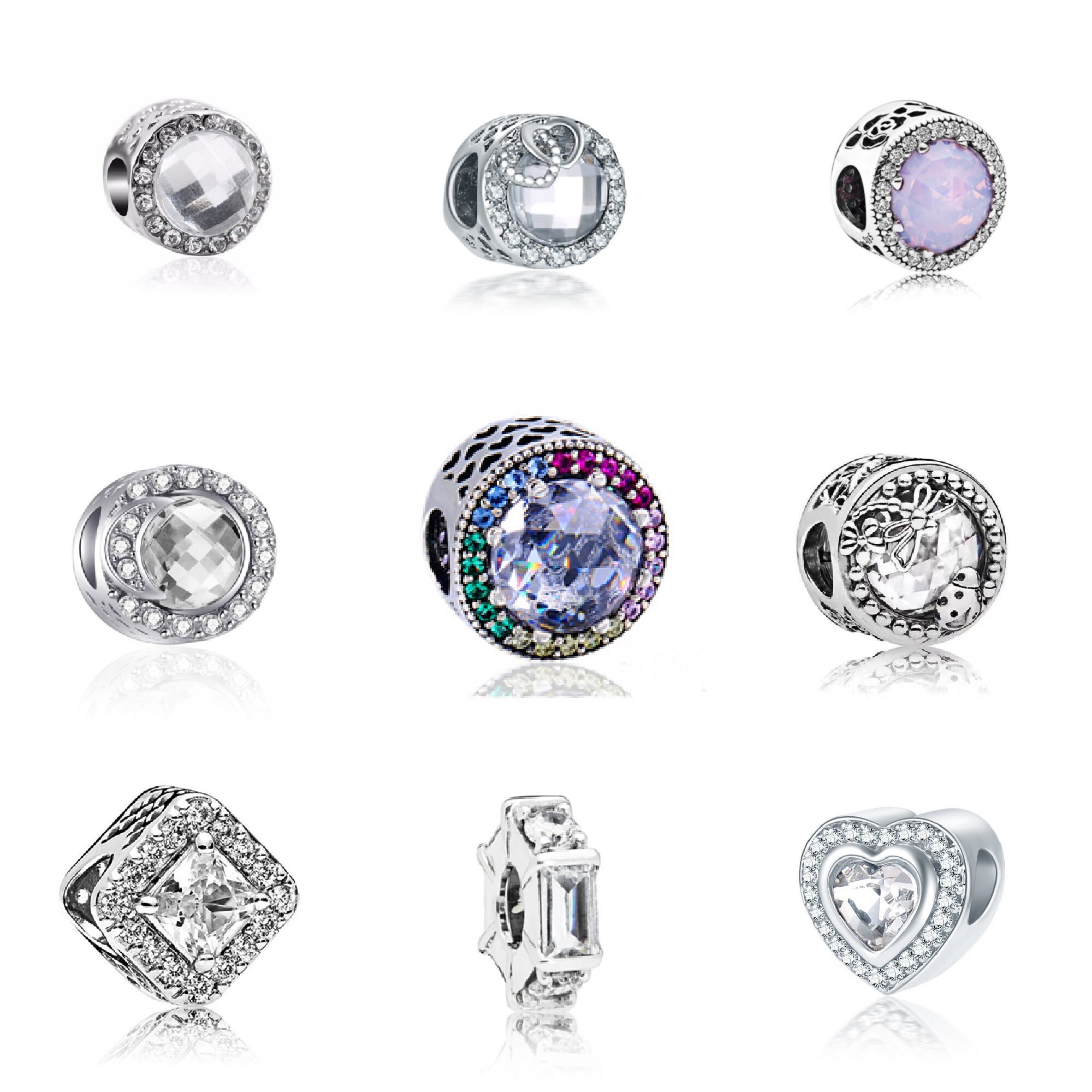 Pandora Style Clear Crystal Charm. 10 to 12mm European Charm. Etsy