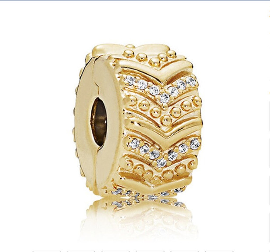 Pandora Style Charm. Clip Lock Charm Gold Bead 10mm Large Etsy